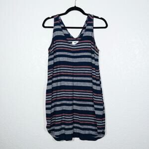 Old‎ Navy Blue Stripe Linen Blend Mini Shift Dress Size Small